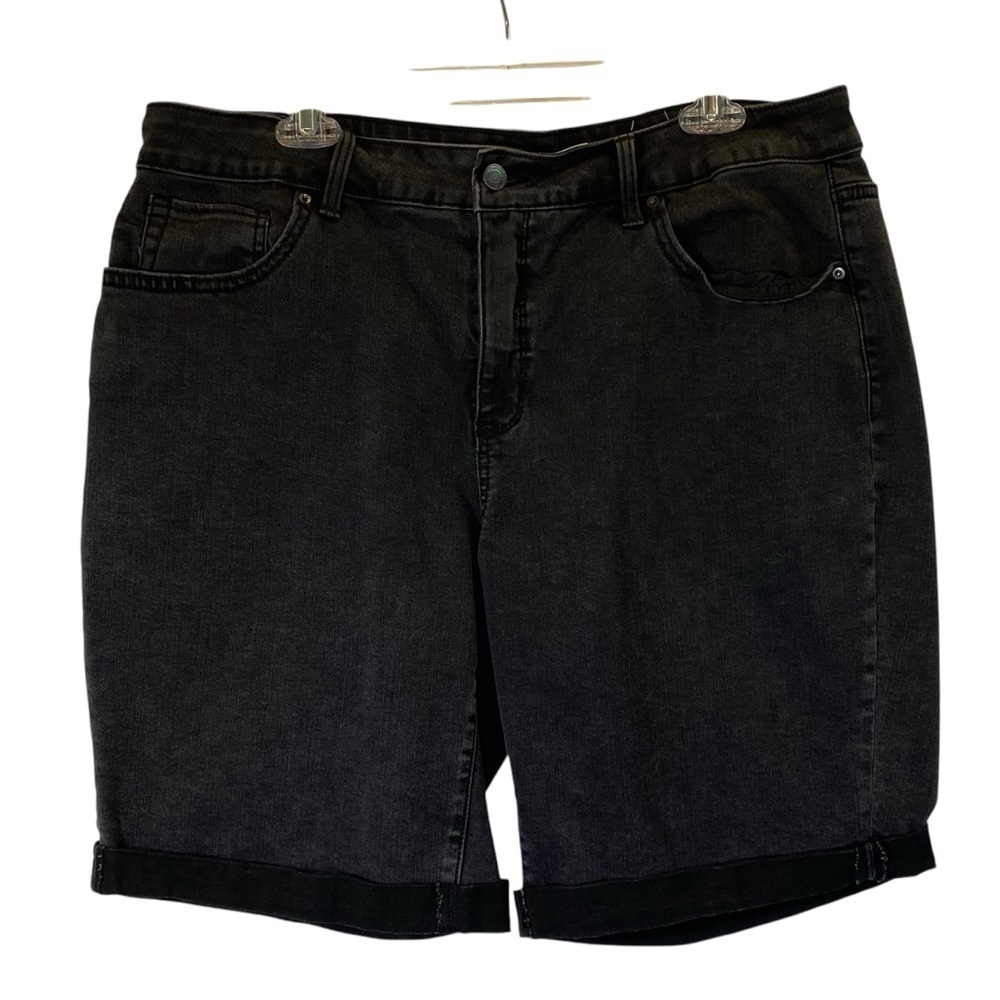 TIME AND TRU Women plus size 18 faded black wash cuffed denim bermuda shorts
